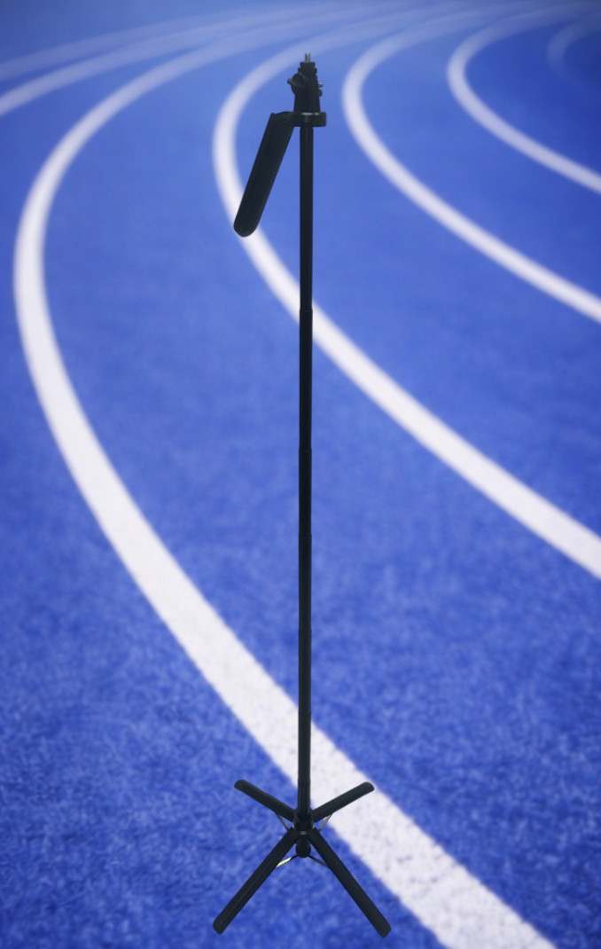 SplitFast height-adjustable tripod extended for LiDAR timing gate or hub